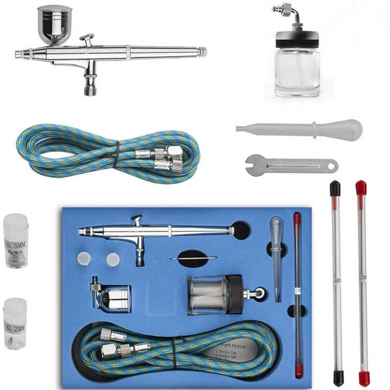 Sidefôr Airbrush Kit 134K 0,2 mm / 0,3 mm / 0,5 mm Dual action Airbrush med 7cc / 20cc kopp for maling Spraypistol sett for kakedekorasjon, maleri, modellering, tegning, bilmaling